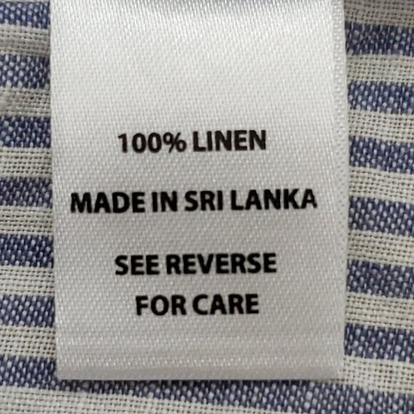 Spartina 449 Striped V-Neck Linen Tassel Blouse With Yellow Accents Size Medium - Picture 10 of 12